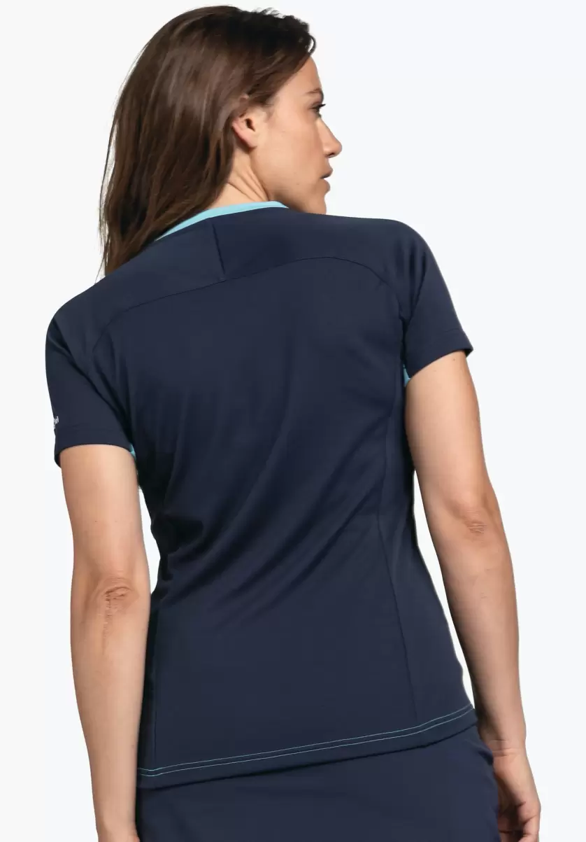 Magasin En Ligne Bleu Schöffel T-Shirt Hybride Avec Dos Respirant Femme T-Shirts / Polos - 1