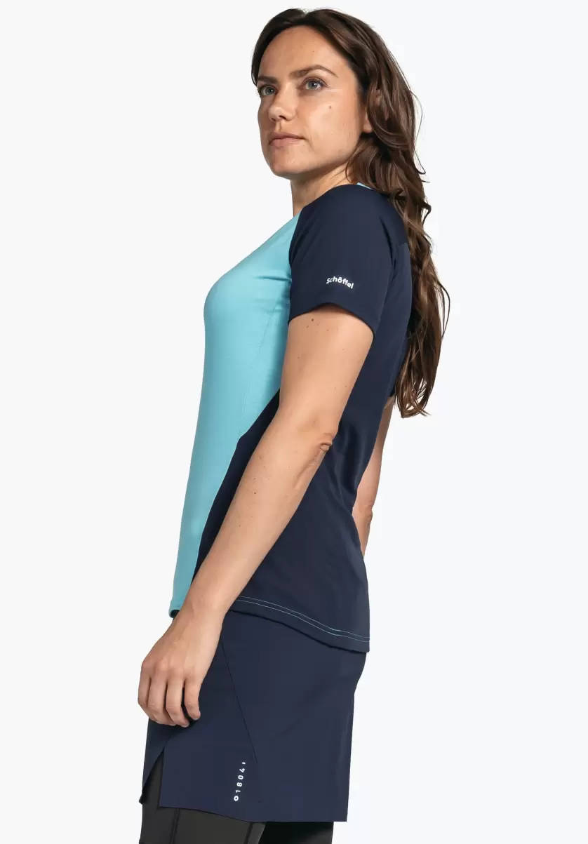 Magasin En Ligne Bleu Schöffel T-Shirt Hybride Avec Dos Respirant Femme T-Shirts / Polos - 3