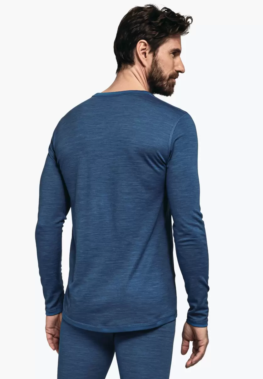 Homme Bleu T-Shirt Long En Mérinos Avec Régulation Climatique Prix Exceptionnel Schöffel Sous-Vêtements - 1