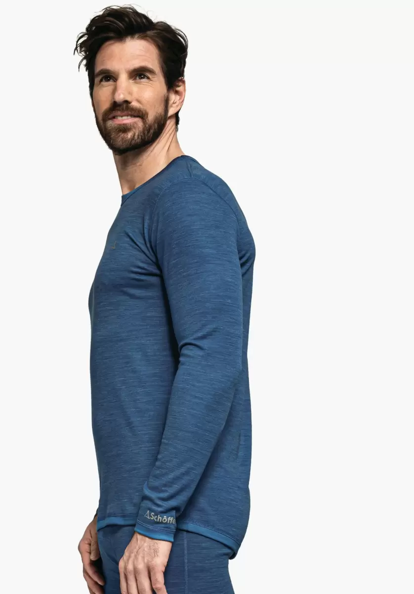 Homme Bleu T-Shirt Long En Mérinos Avec Régulation Climatique Prix Exceptionnel Schöffel Sous-Vêtements - 2