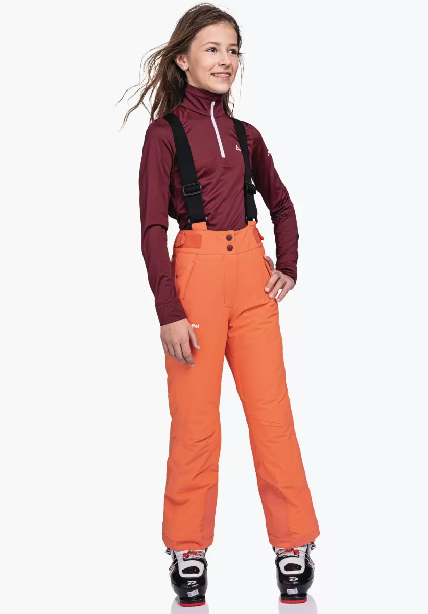 Schöffel Enfant Orange Pantalons Pantalon Ski Chaud Bretelles Élastiques Fiabilité