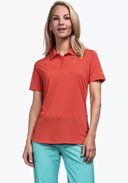 Découvrir Schöffel Polo Sportif En Fibres Naturelles T-Shirts / Polos Femme Rouge