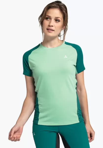 T-Shirts / Polos Baisse De Prix Schöffel Vert T-Shirt Hybride Avec Dos Respirant Femme