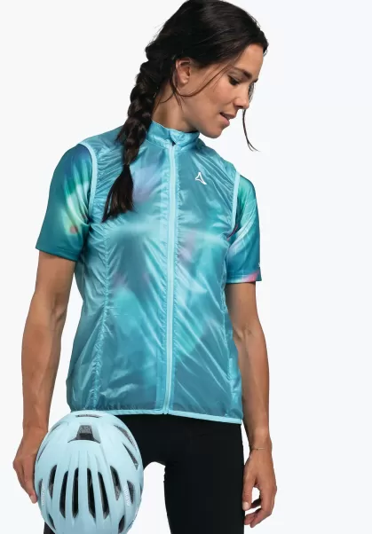 Le Moins Cher Schöffel Gilet De Cycliste Coupe-Vent Ultra Léger Bleu Femme Gilets