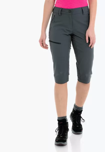 Pantalons Short Pantalon Fonctionnel ¾ Pour Toutes Les Activités Élégant Gris Femme Schöffel