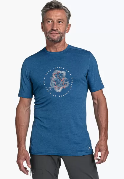 Schöffel Propre T-Shirt À Séchage Rapide En Tencel© Homme Bleu T-Shirts / Polos