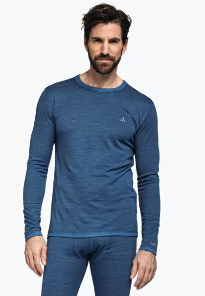Homme Bleu T-Shirt Long En Mérinos Avec Régulation Climatique Prix Exceptionnel Schöffel Sous-Vêtements