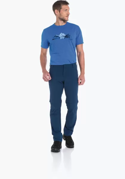 Pantalons Zip Off Schöffel Bleu Homme Prix Promotionnel Pantalon De Randonnée Avec Fonction Zip-Off Pour Le Bermuda